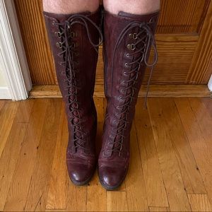Nine West Vintage American Collection Red Leather Lace Up Boots